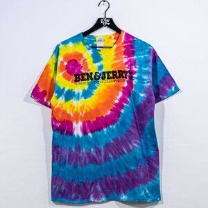 Ben & Jerry's Vermont's Finest Ice Cream Tie Dye T-Shirt Large Y2K Streetwear